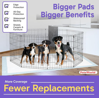 PETSWORLD Mega-Sized Dog Pee Pads (40" x 99") – 4XL Gigantic Pet Piddle Pads for Puppy Training