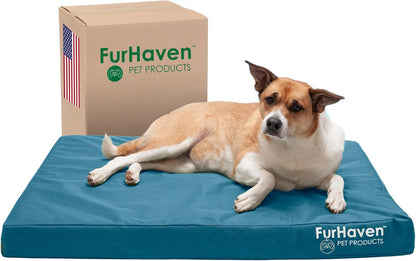 Furhaven Water-Resistant Cooling Gel Dog Bed for Large/Medium Dogs w/ Removable Washable Cover, For