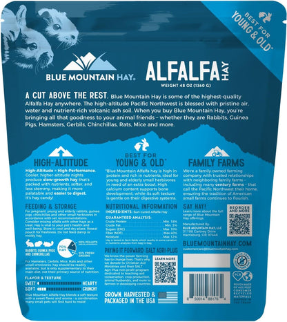 Blue Mountain Hay | Fresh Alfalfa Hay (48 Ounce) | High Leaf Retention | Nutritious High-Altitude