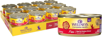 Wellness Complete Health Pate Adult Wet Cat Food, Natural, Protein-Rich, Grain Free, 5.5 Ounce, 24