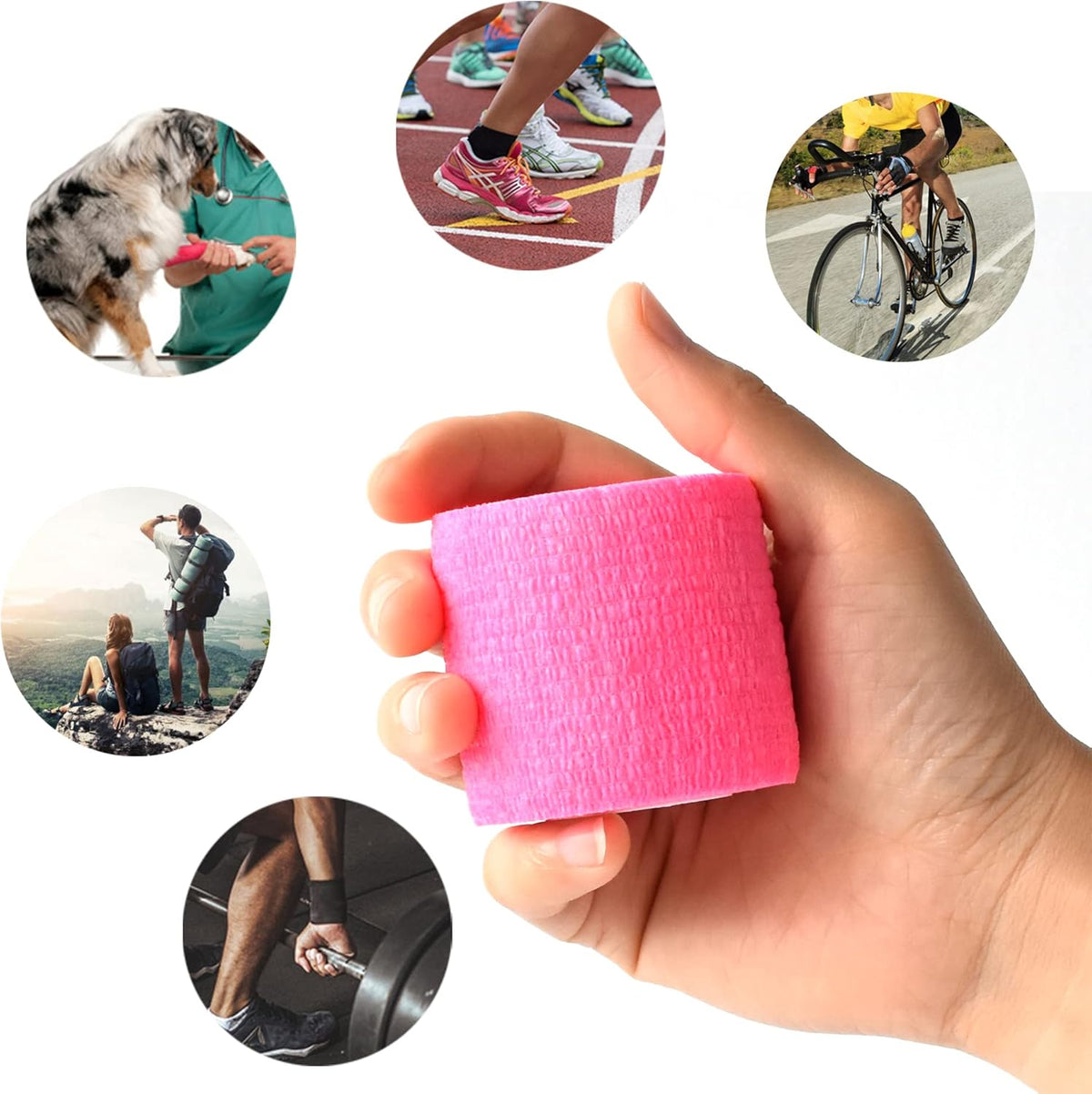 9 Pack 2" x 5 Yards Self Adhesive Bandage Wrap Self Stick Wrap for Ankle, Wrist, Finger, Sports
