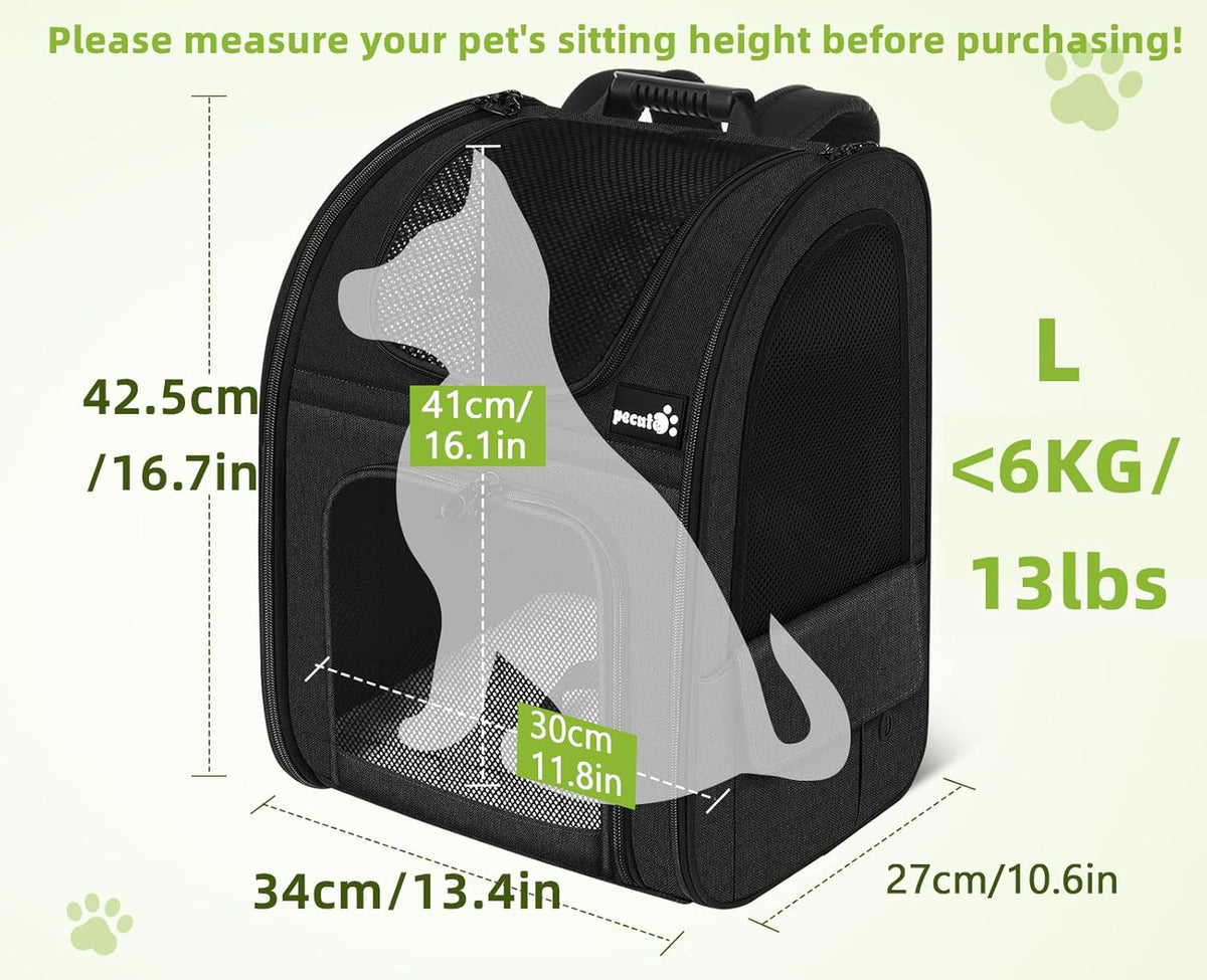 Pecute Cat Carrier Backpacks, Expandable Cat Backpack with Breathable Mesh, Pet Carrier Backpack