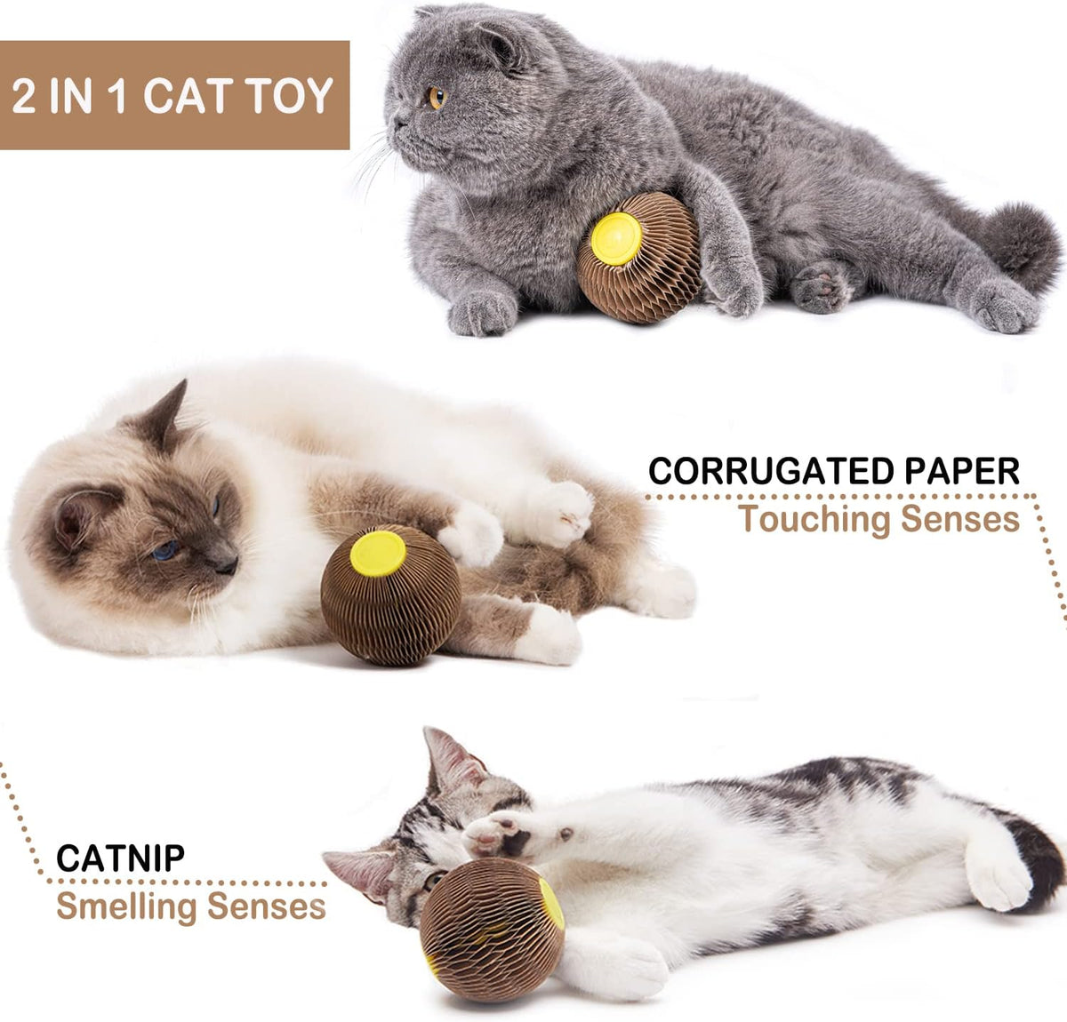 AREIIA Catnip Ball Toy for Cats Catnip Refillable Scratcher Ball Kitty's Faithful Playmate Reduce