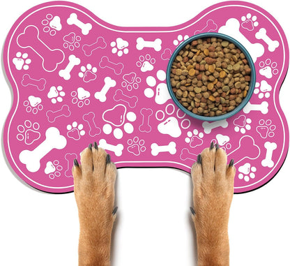 Dog & Cat Food Mat Bone Shaped Pet Feeding Mat Quick Absorb Water Bowl Placemat with Rubber Backing