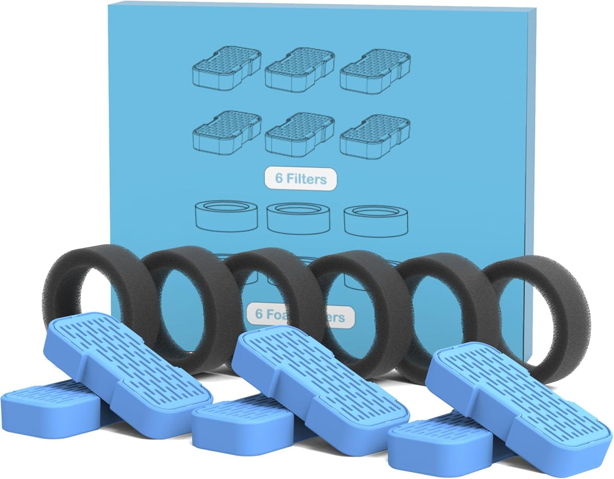 Cat Water Fountain Filters Replacement: 6 Carbon Filters + 6 Sponge Filters - Pet fountain with