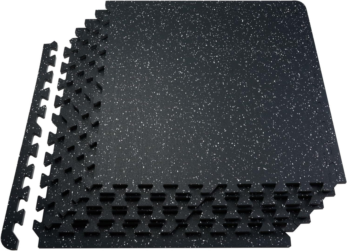 VEVOR 0.56 Inch Thick Gym Floor Mats, 25 Tiles Rubber Top with EVA Foam, 25" x 25" Gym Flooring