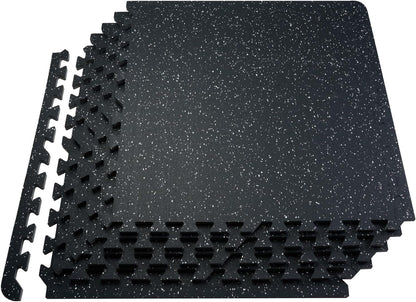 VEVOR 0.56 Inch Thick Gym Floor Mats, 25 Tiles Rubber Top with EVA Foam, 25" x 25" Gym Flooring