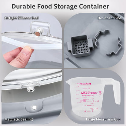 Rice Storage Containers, Collapsible 20 to 30Lbs Food Storage Bin Dispenser with Rolling Wheel and