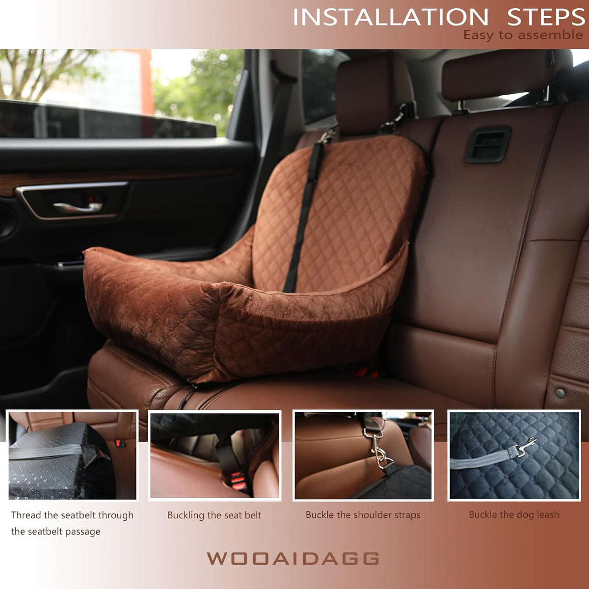 Dog Car Seat for Small Dogs,Covered Soft Fabric and Fill in Memory Foam,Easy to Assemble and Fully