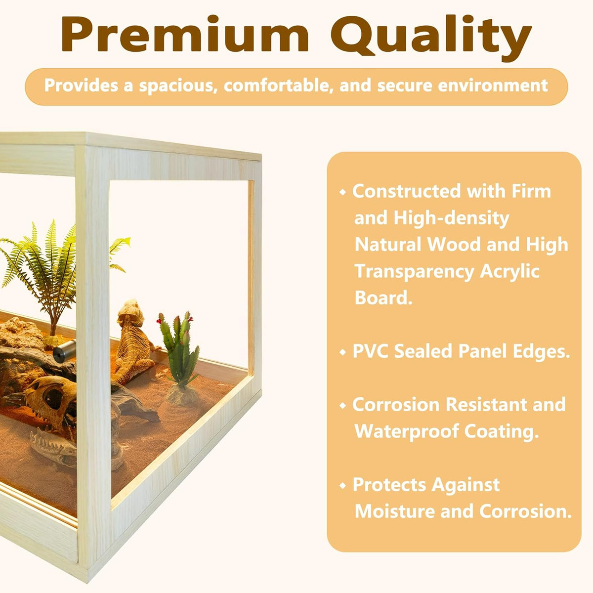 Prolee Reptile Terrarium Tank Up to 78 Gallon, Lizard Tank Bearded Dragon Tank with Metal Mesh Roof
