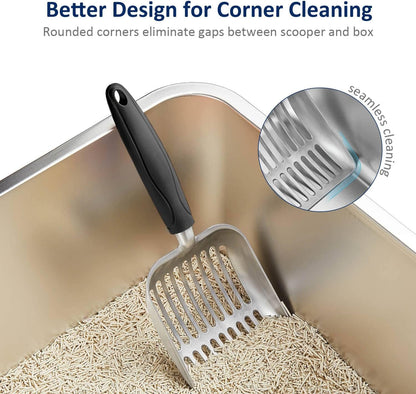 WePet Cat Litter Scoop, Aluminum Alloy Sifter, Kitty Metal Scooper, Deep Shovel, Long Handle, Poop