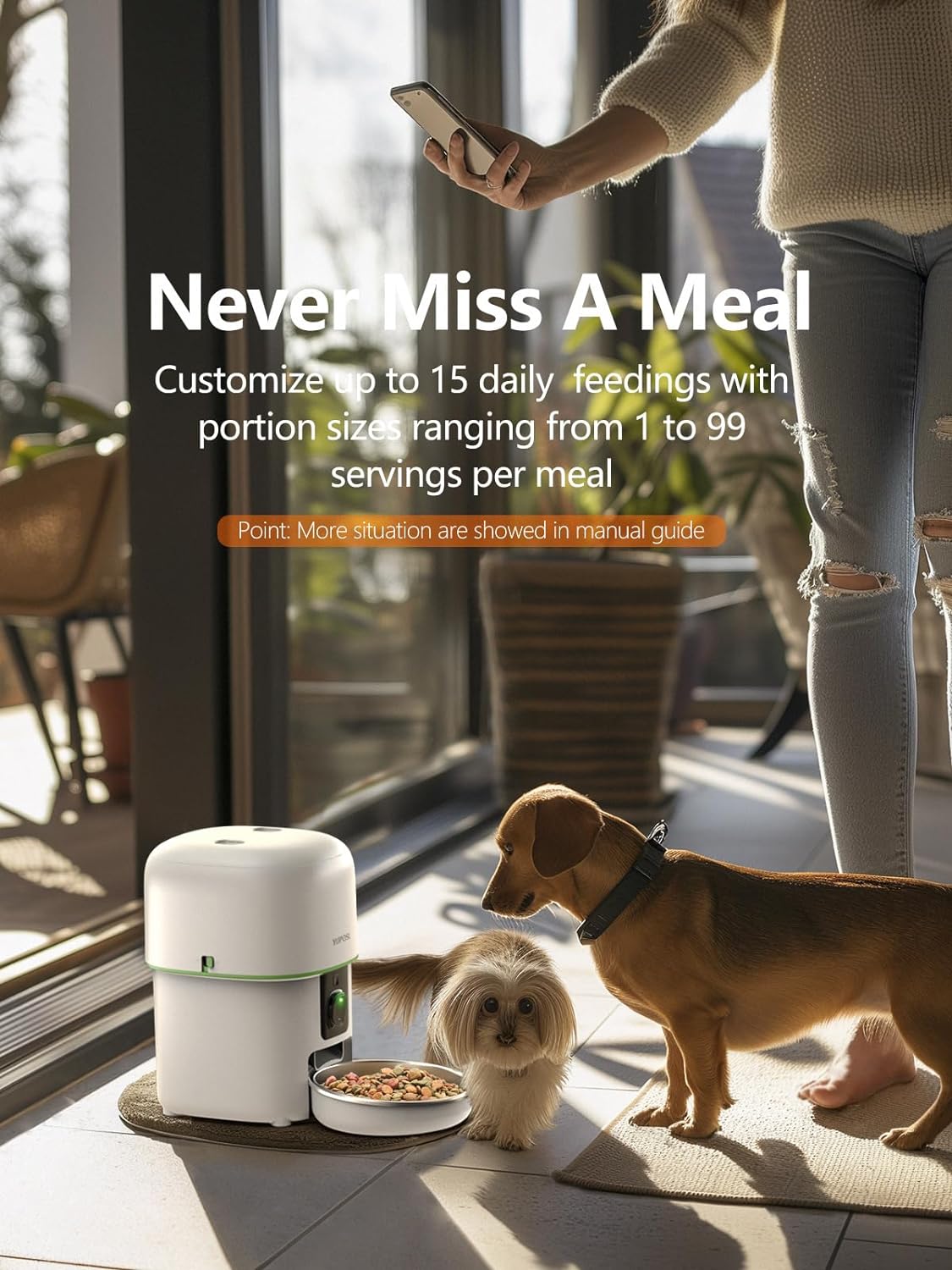 Automatic Cat Feeder with Camera - 5G WiFi Auto Cat Food Dispenser, 1080P HD Video with Night