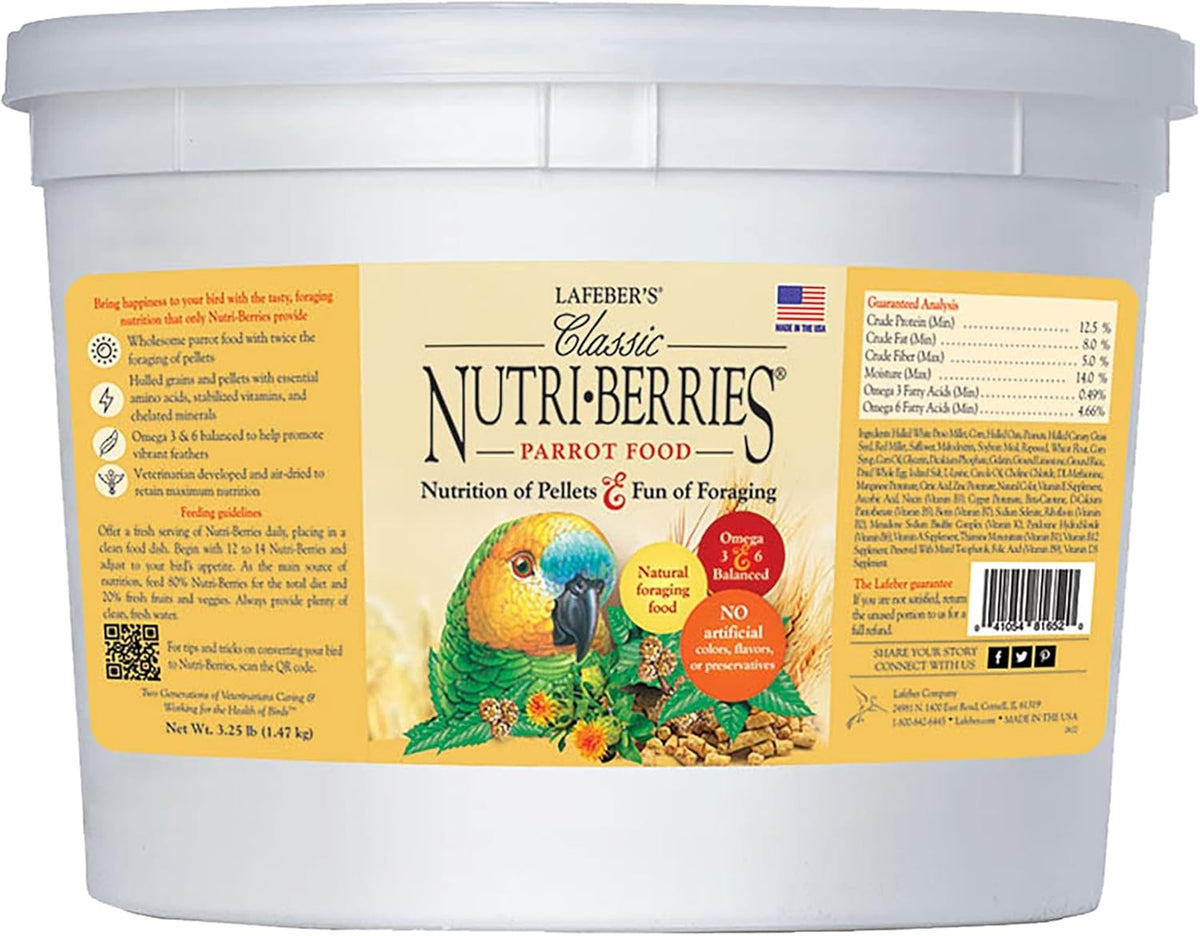 LAFEBER'S Classic Nutri-Berries Pet Bird Food, Made with Non-GMO and Human-Grade Ingredients, for