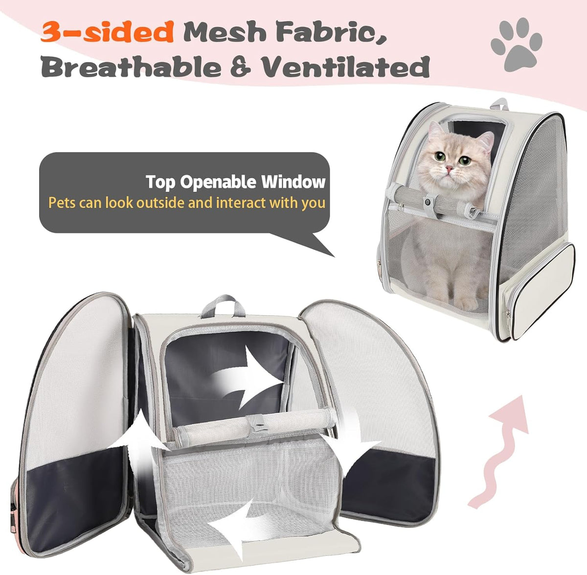 Cat Backpack Carrier,Pet Carrier Airline Approved for Small Dog Cat Puppy Kitten Bunny,Ventilated