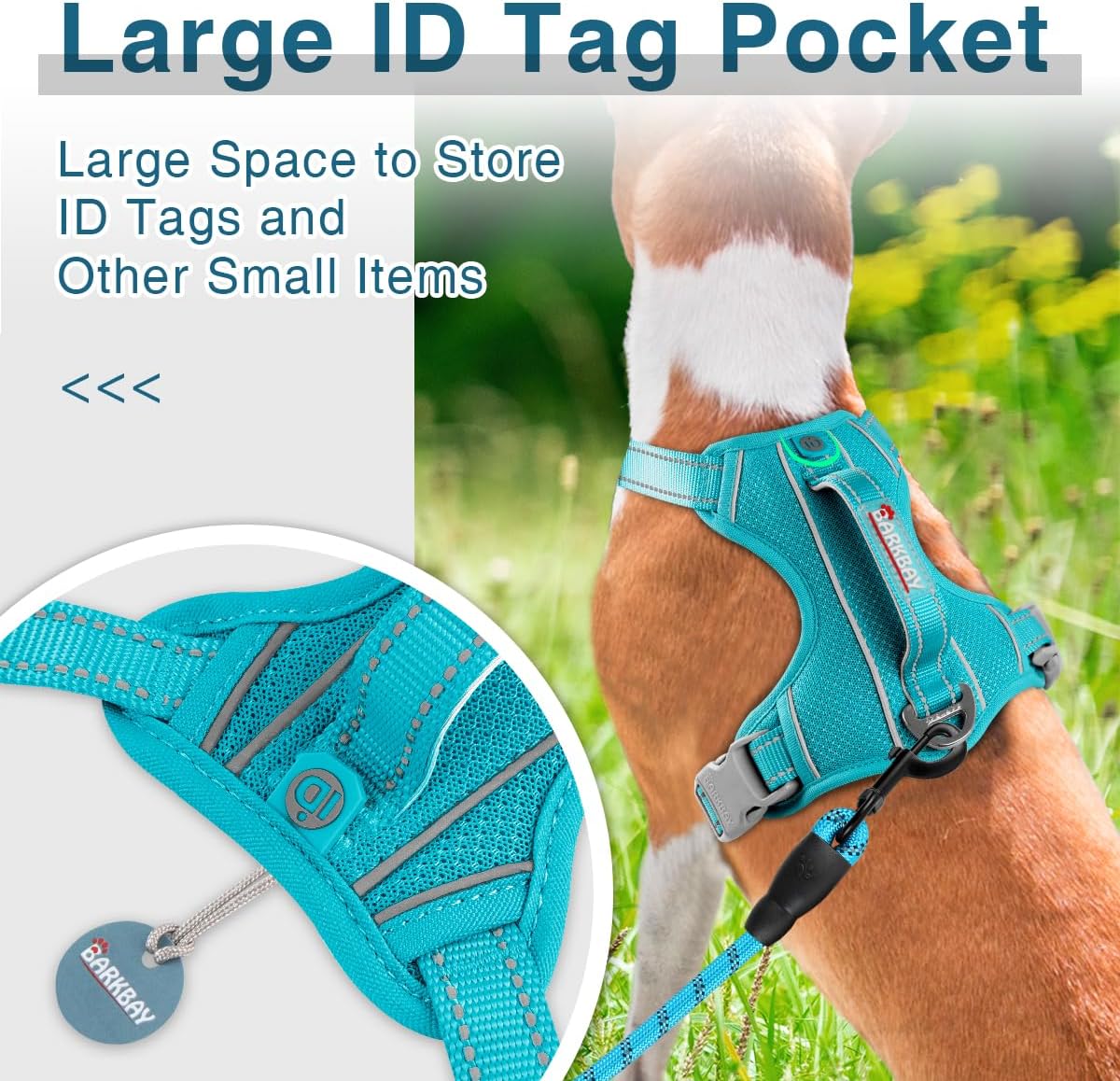 BARKBAY Dog Harness No Pull with ID Tag Pocket - Heavy Duty, Reflective, Easy Control for Large