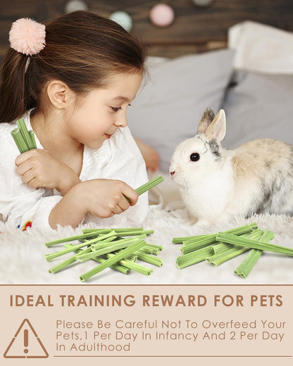 Bissap 50PCS Rabbit Chew Sticks, Natural Papaya Stems Bunny Chews Treats for Rabbits Hamsters