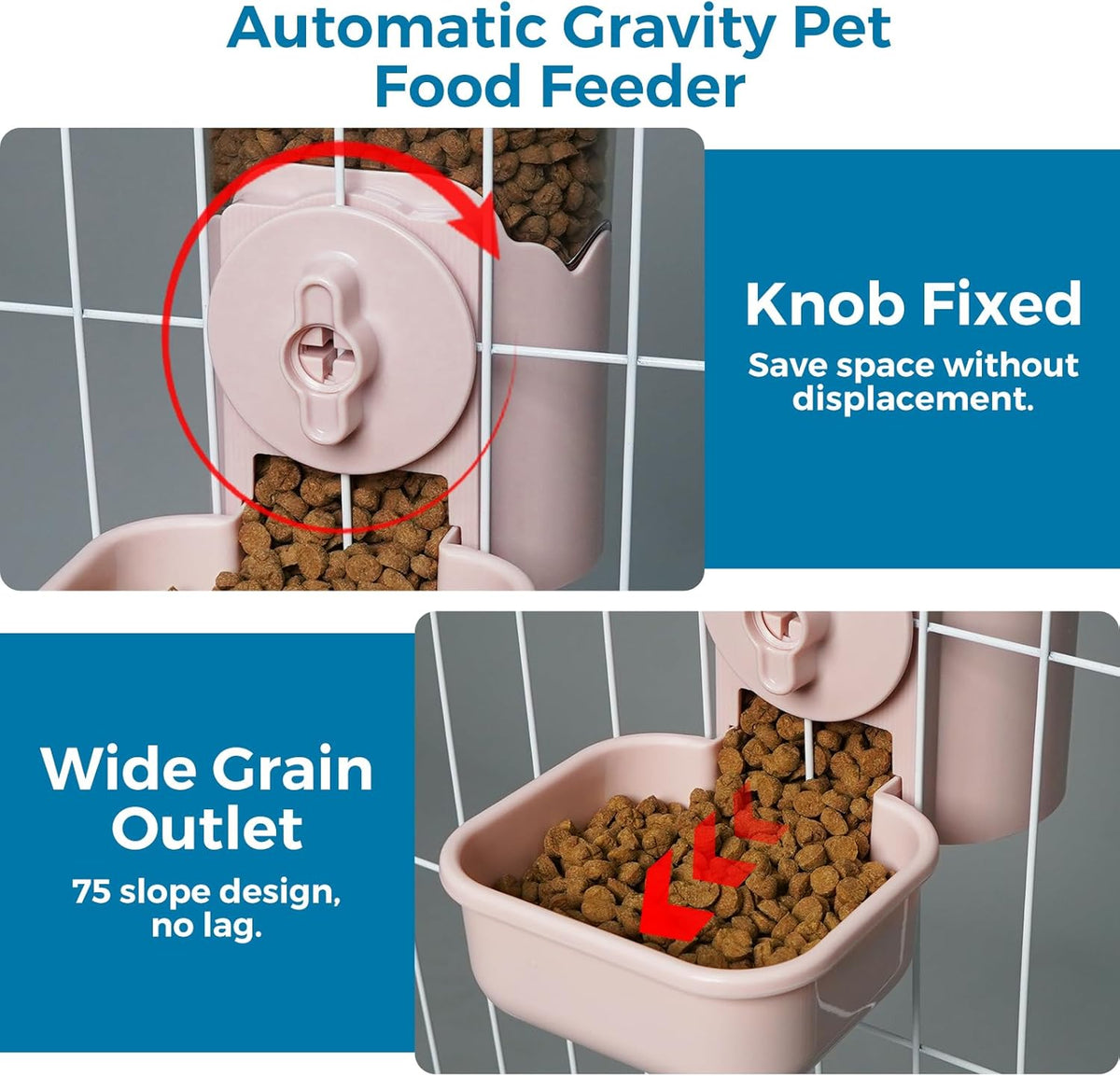 VANNON Small Animal Hanging Automatic Food Dispenser, 35oz Gravity Pet Feeder for Cage, Food Bowl