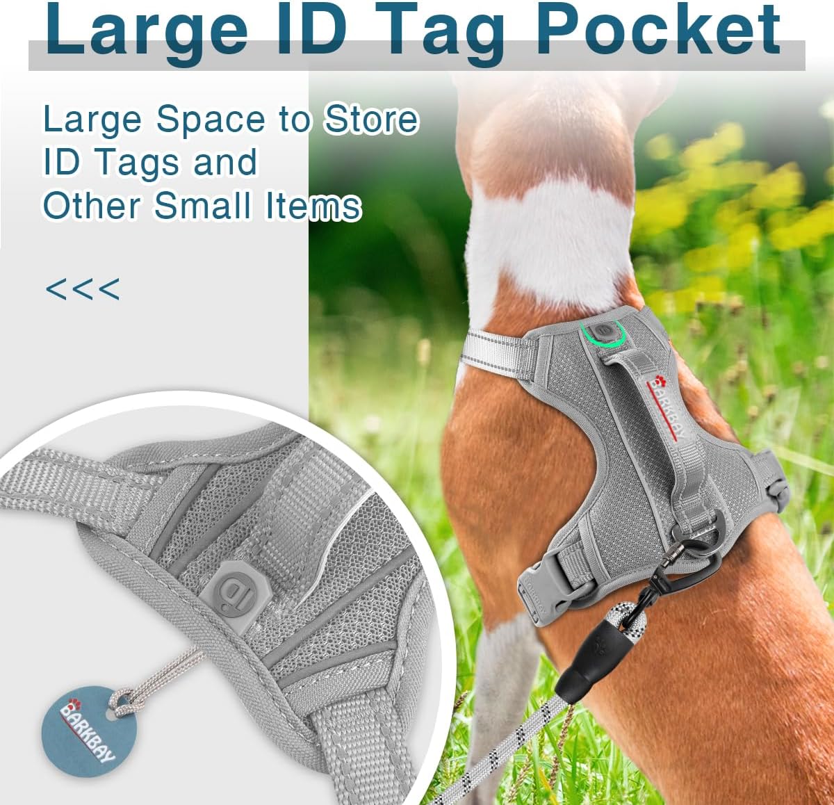 BARKBAY Dog Harness No Pull with ID Tag Pocket - Heavy Duty, Reflective, Easy Control for Large