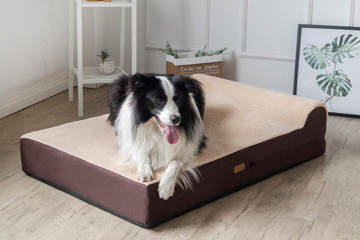 KOPEKS Jumbo Orthopedic Dog Bed - 7-inch Thick Memory Foam Pet Bed with Pillow with Removable Cover