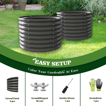 A ANLEOLIFE 2-Pack 3ft x 24” Tall Galvanized Raised Garden Beds Outdoor, Round Metal Planter Box
