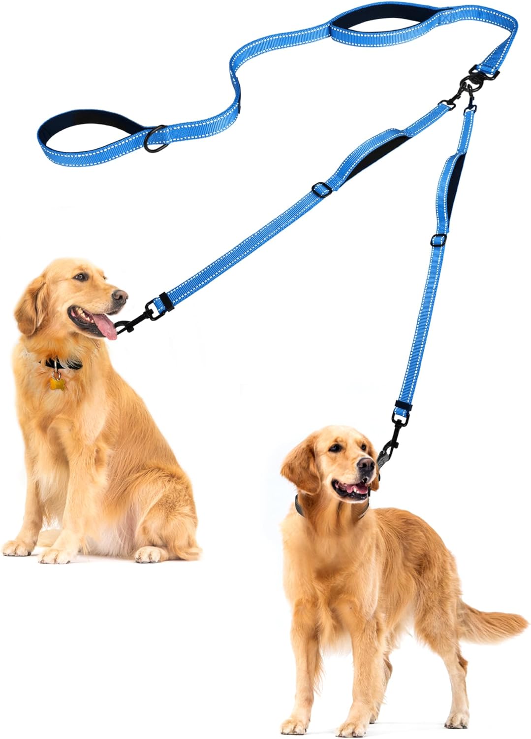 PetBonus Double Dog Leash, No Tangle Dual Leash, Reflective Walking Training Lead, 4 Comfortable