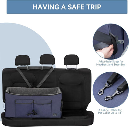 A 4 Pet Dog Car Seat for Medium/Large Dog or 2 Small Dogs, Booster Car Seat with Storage Bags and 2