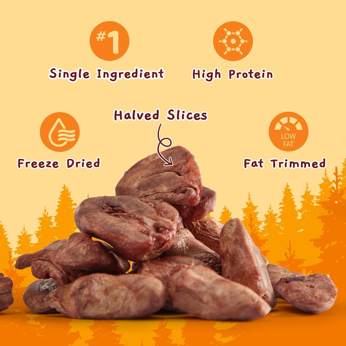 Jungle Calling Cat Treats & Dog Snacks, Freeze Dried Chicken Hearts Halves for Cats & Dogs, Single