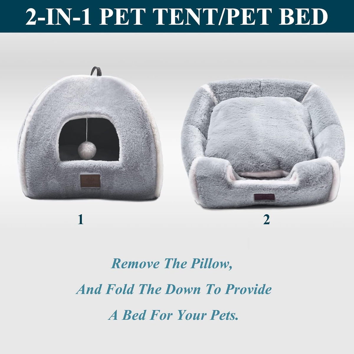 Cat Bed for Indoor Cats - Cat Cave Bed Cat House Cat Tent with Removable Washable Cushioned Pillow