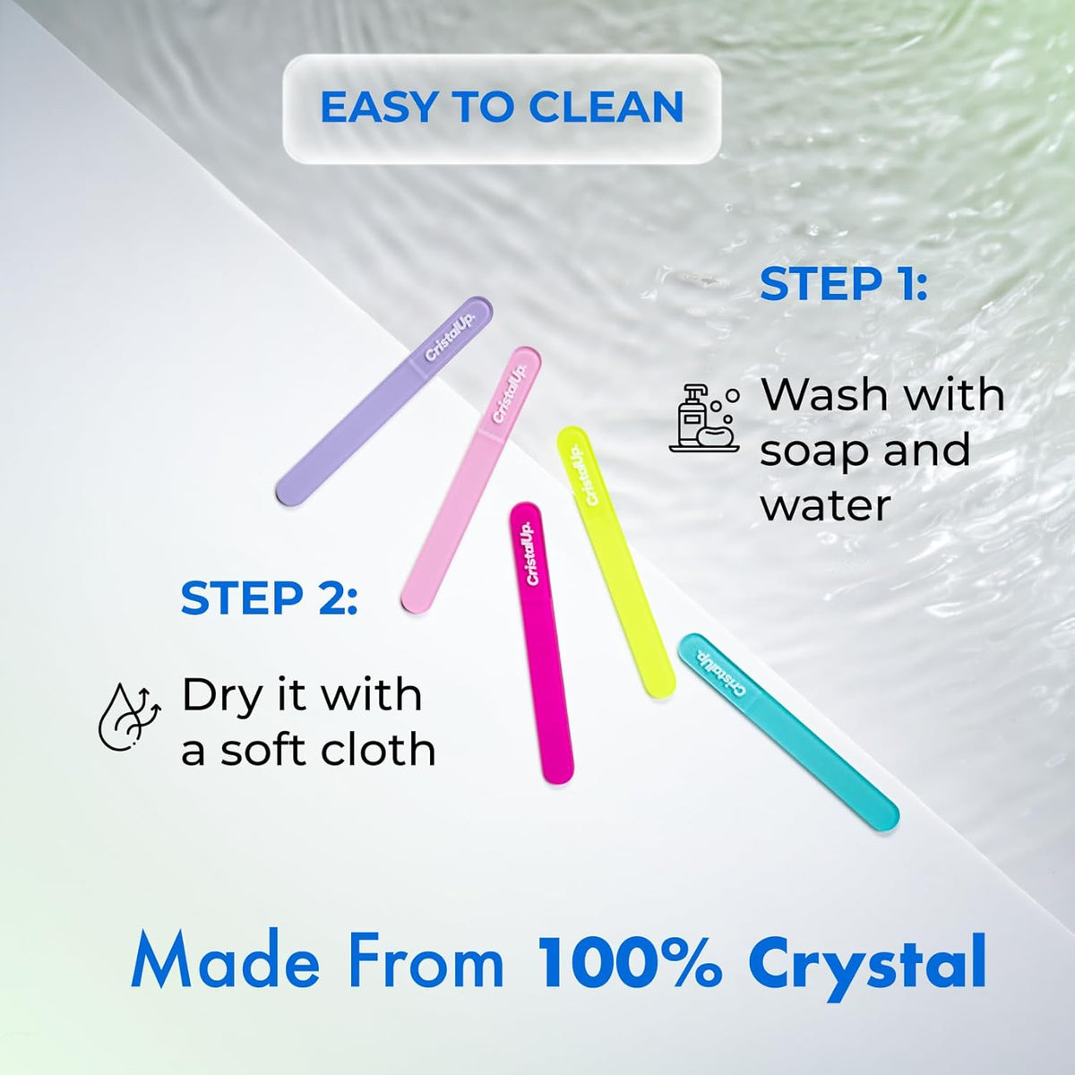 Crystal Nail File 3 in, Glass File Ideal for Purse, Durable, Safe and Gentle on Nails, Perfect for