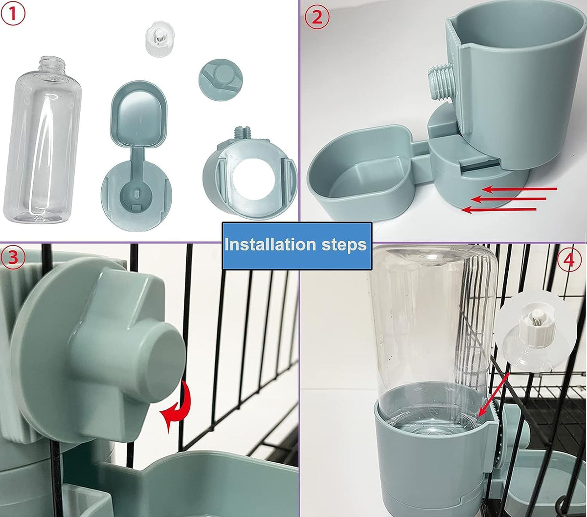 kathson 2Pcs Rabbit Water Bottle 17 OZ Bunny Hanging Water Fountain Automatic Guinea Pig Water