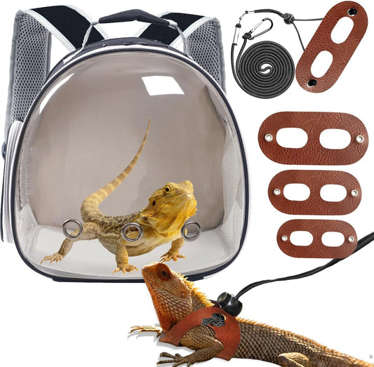 Bearded Dragon Travel Backpack with Harness and Leash Set,Lizard Backpack Travel Carrier,Space
