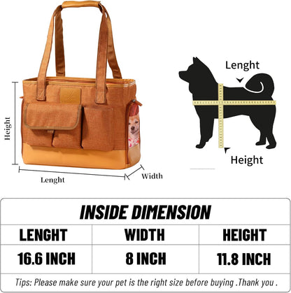 Cat Carrier, Dog Carrier, Pet Carrier, Foldable Waterproof Premium PU Leather Oxford Cloth Dog