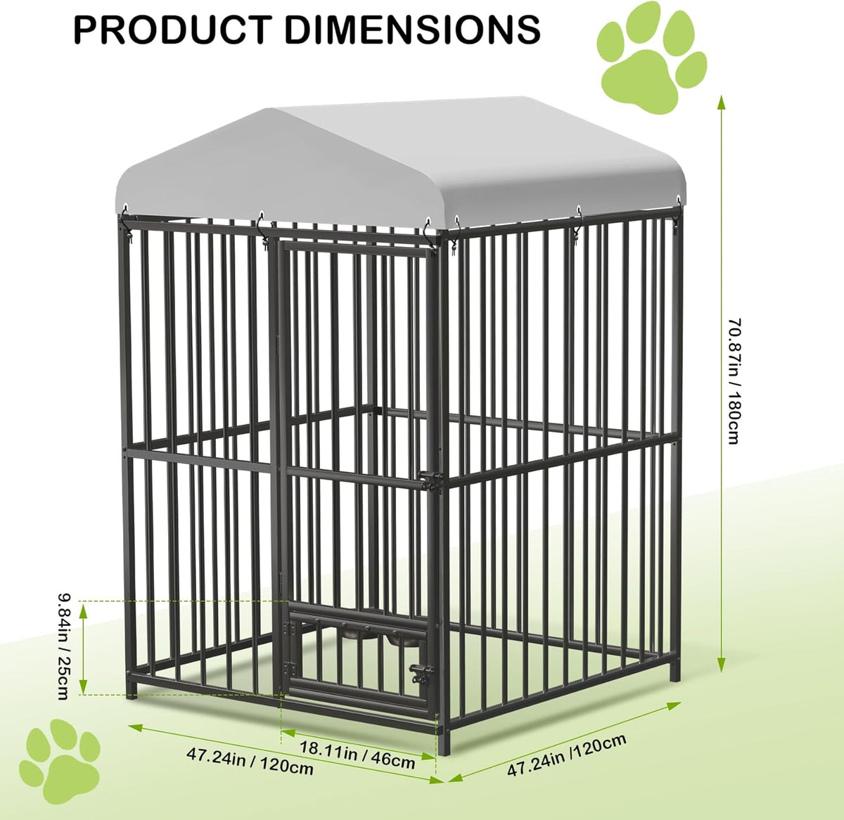 4x4x6 FT Outdoor Dog Kennel,Heavy-Duty Enclosures Outside with UV-Resistant Waterproof Roof Cover