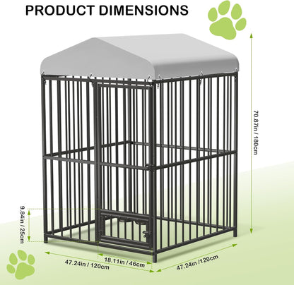 4x4x6 FT Outdoor Dog Kennel,Heavy-Duty Enclosures Outside with UV-Resistant Waterproof Roof Cover