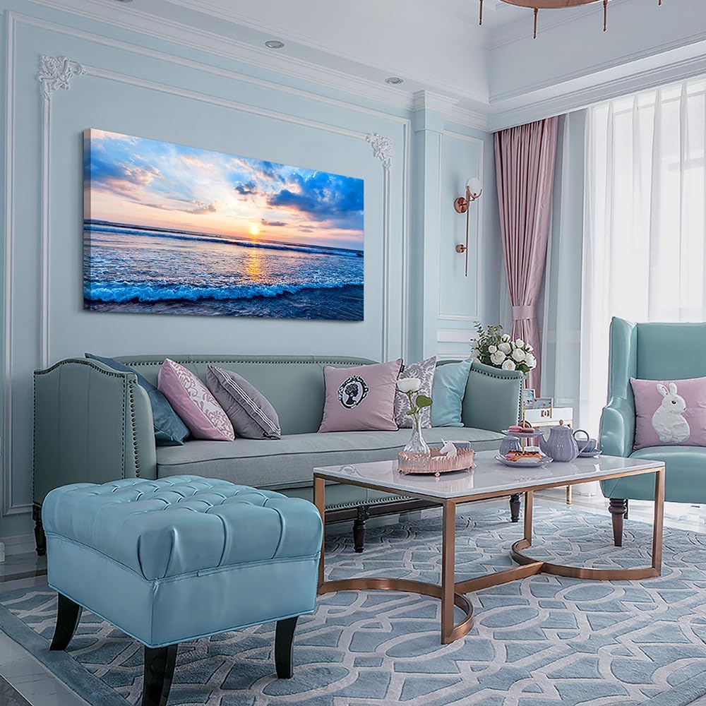 Lapremoly Blue Ocean Wall Painting Canvas Art For Living Room, Office, Bedroom - Large Wall Decor