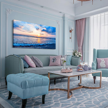 Lapremoly Blue Ocean Wall Painting Canvas Art For Living Room, Office, Bedroom - Large Wall Decor