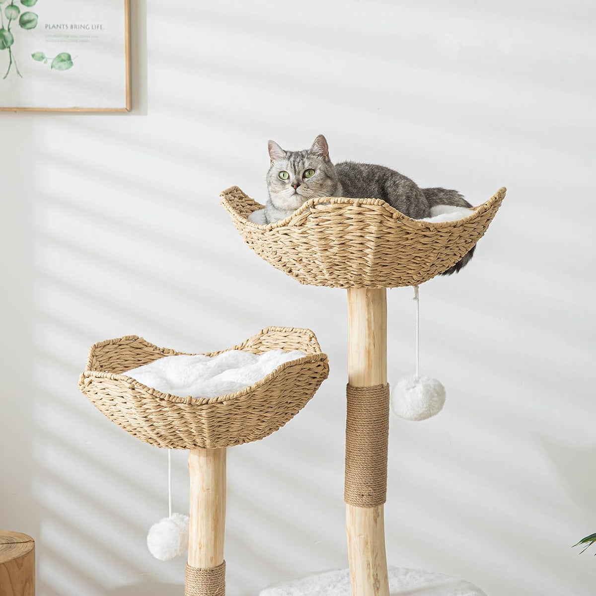 Cat Tree Tower, 46 inch Modern Cat Tree for Indoor Cats Large Adult, Luxury Cat Condo with