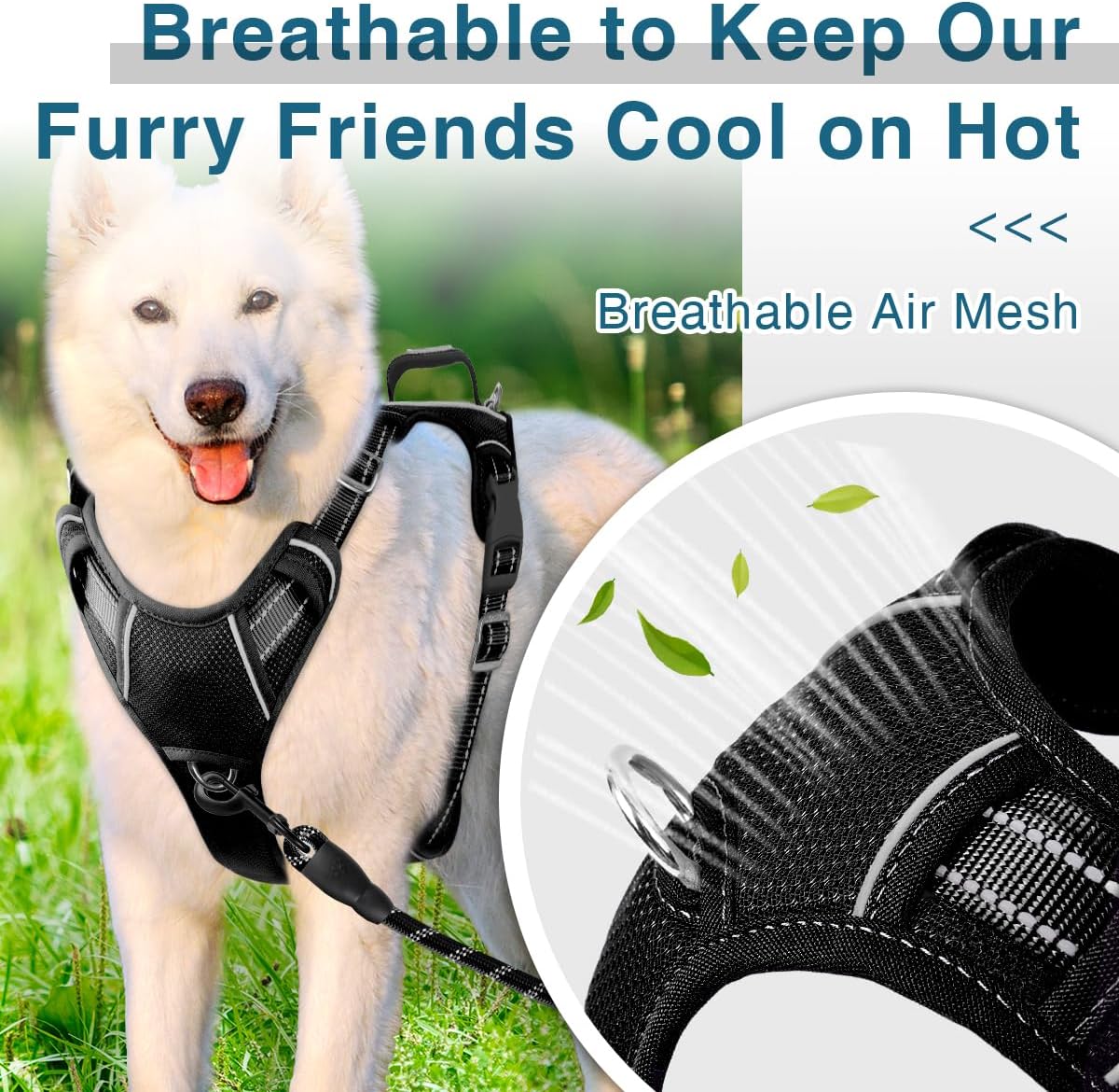 BARKBAY Dog Harness No Pull with ID Tag Pocket - Heavy Duty, Reflective, Easy Control for Large
