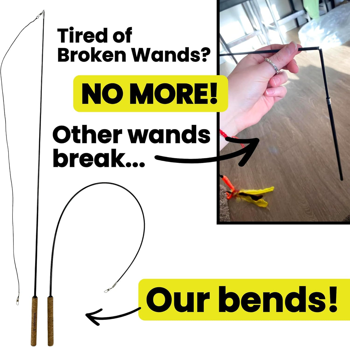 Forever Stick - The Unbreakable Cat Toy Wand, Extra Long Durable Interactive Cat Toy for Indoor