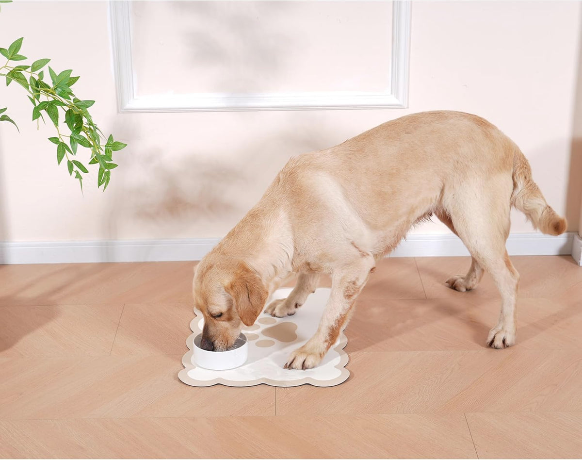 Ralxion Scalloped Dog Feeding Mat, Absorbent Mats for Dog Food and Water Bowl, Dispenser, Cute