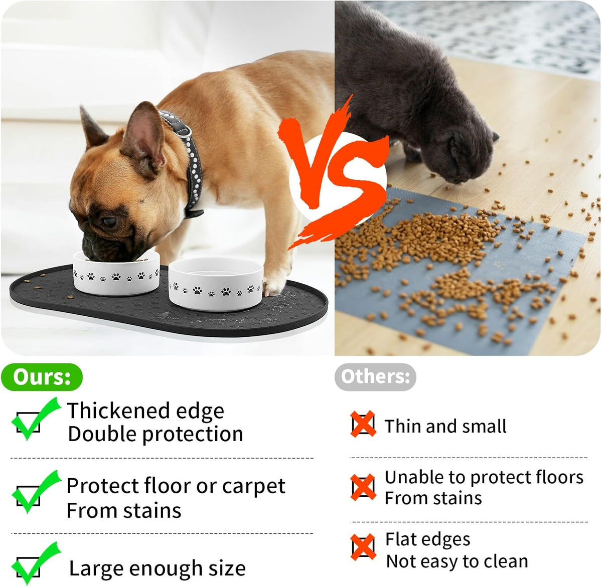 KPWACD Pet Feeding Mat for Dogs and Cats, Silicone Dog Placemat Non-Slip Waterproof Bowl Mats