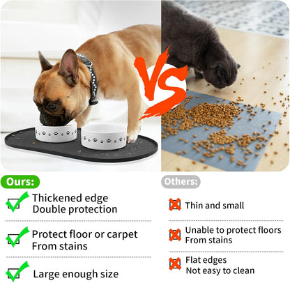 KPWACD Pet Feeding Mat for Dogs and Cats, Silicone Dog Placemat Non-Slip Waterproof Bowl Mats