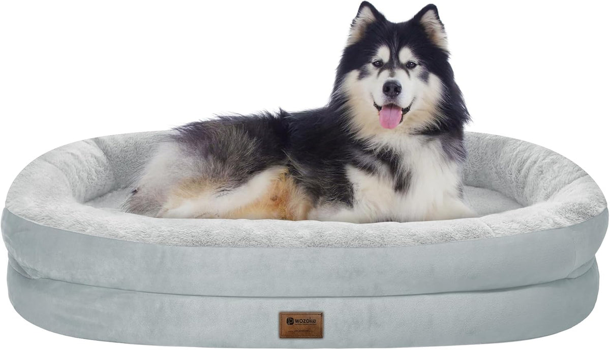 Orthopedic Waterproof Large Dog Bed: Memory Foam Washable Dog Bed with Bolsters - XXL Orthopedic