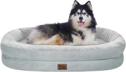 Orthopedic Waterproof Large Dog Bed: Memory Foam Washable Dog Bed with Bolsters - XXL Orthopedic