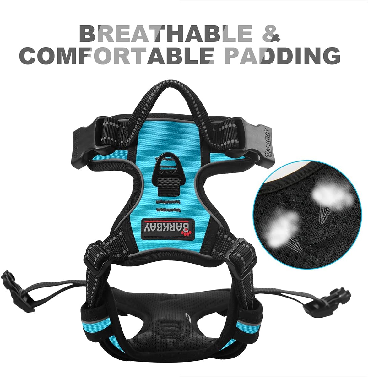 BARKBAY No Pull Dog Harness Front Clip Heavy Duty Reflective Easy Control Handle for Large Dog