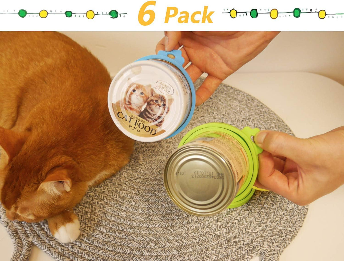 Comtim Pet Can Covers/6 Pack Silicone Dog Cat Food Can Lids/Universal Size Fit Most Standard Size