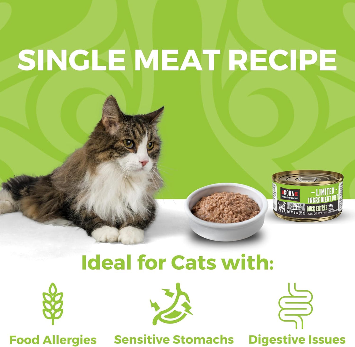 KOHA Limited Ingredient Diet Duck Pate for Cats - Single Meat Wet Cat Food for Sensitive Stomachs