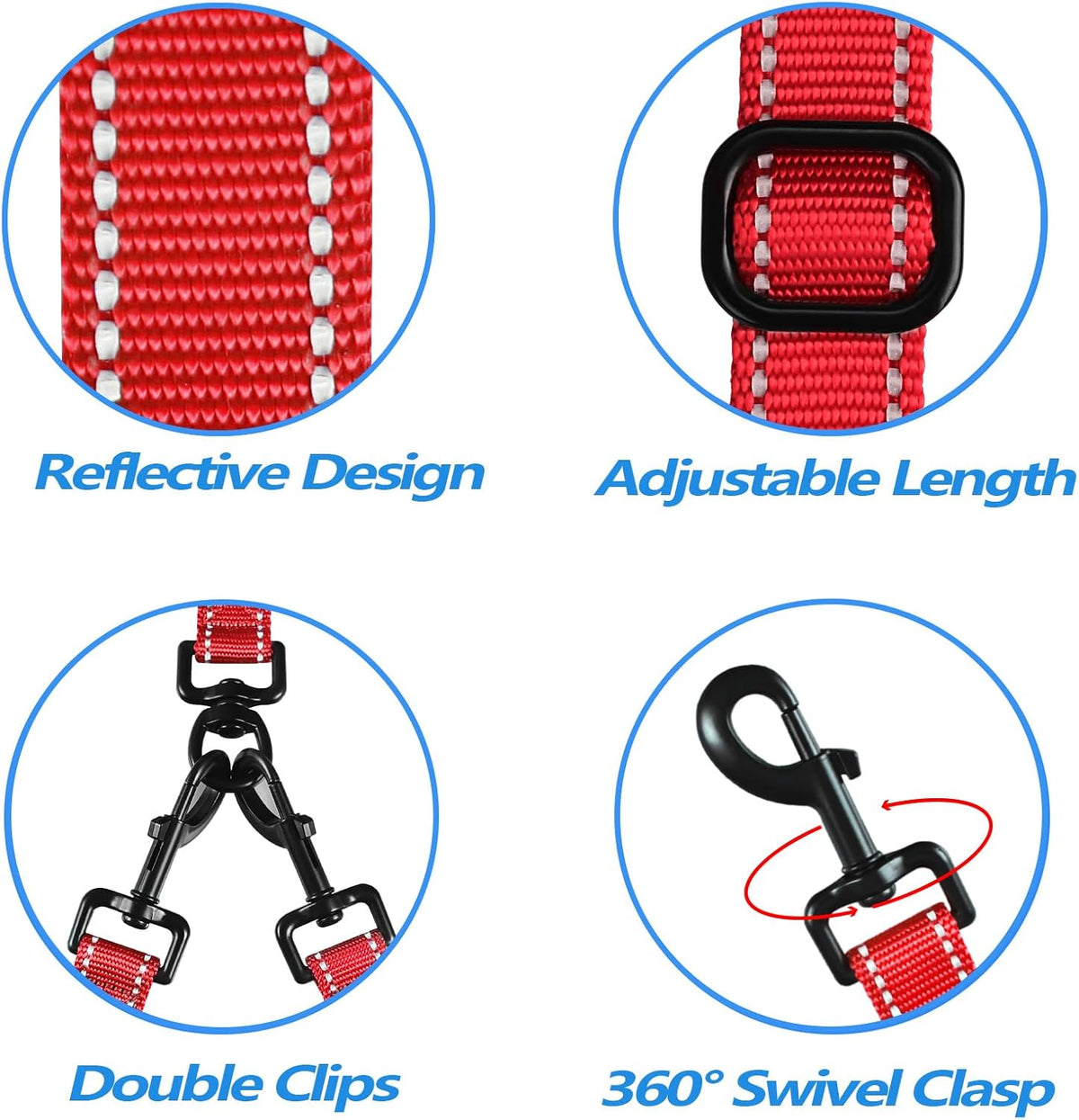 PetBonus Double Dog Leash, No Tangle Dual Leash, Reflective Walking Training Lead, 4 Comfortable