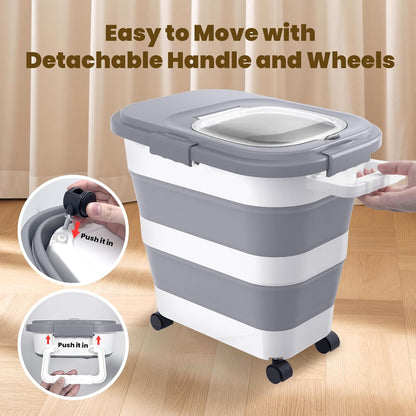 HOYTAMDA 30-40Lbs Rice Container,Collapsible Airtight Food Storage Containers with