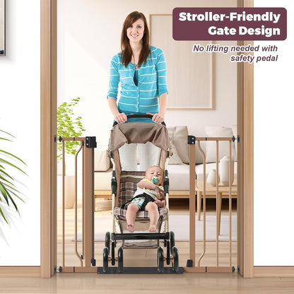 29"-40" Baby Gate for Stairs, Auto Close Stroller Friendly Dog Gate Indoor for Doorways, Pressure